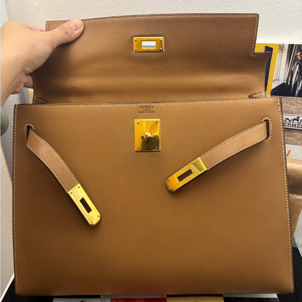 Hermes box calf sellier 32cm Natural Kelly - Picture 2 of 12